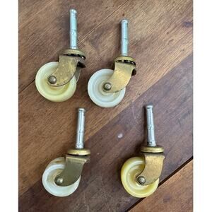 Bassick Vintage Furniture Swivel 1 1/4" Wheel Casters Brass & Acrylic Set of 4